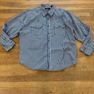 Bruno blue white plaid long sleeve button-down shirt top size 2X
 b36